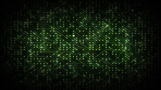 Technologie Computer-Chipsatz Hintergrundschleife / 4k Animation eines abstrakten Technologie-Hintergrunds mit Elektronik-Chipsatz-Schaltung, einschließlich Widerstände, Transistoren und Cluster nahtloses Looping - Filmmaterial, Video