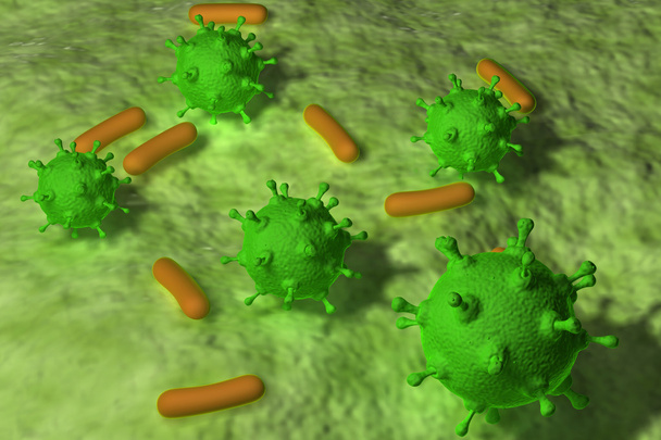 rendu réaliste du virus et des bactéries
 - Photo, image