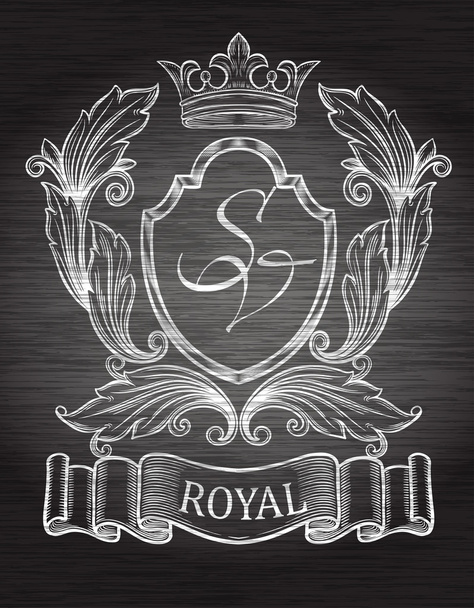 Vintage emblem with ribbon and crown - Vektor, kép