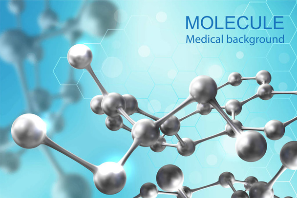 Achtergrond voor medisch thema. Moleculen op een blauwe achtergrond. Ve - Vector, afbeelding