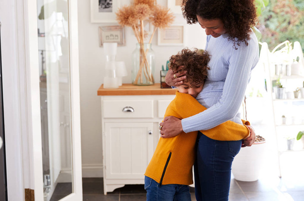 Loving Son Giving Mother Hug Indoors At Home - Фото, изображение