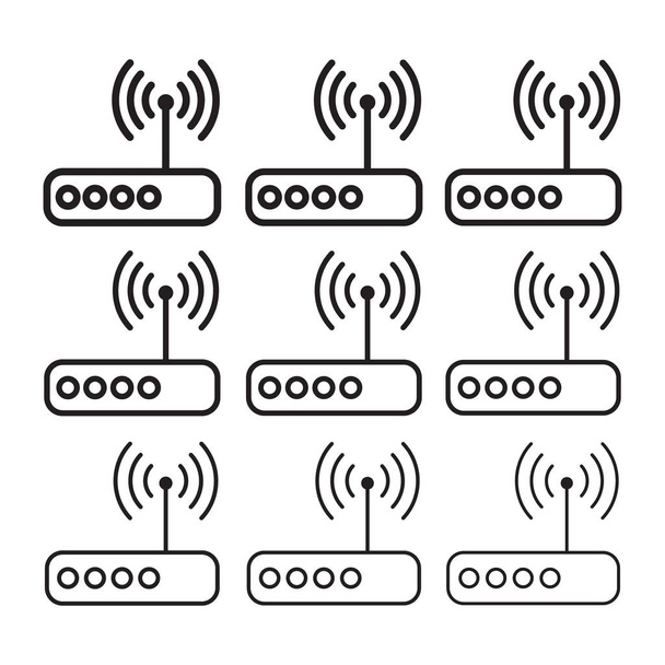 Router-Symbol. Router bezogene Signalleitungssymbole isoliert - Vektor, Bild