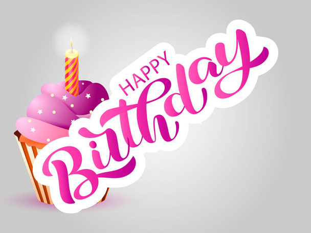 Happy birthday  lettering. Vector illustration for banner or poster - Vector, Image