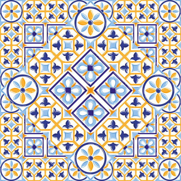 Adorno en azulejos italianos, mayólica, sin costuras
 - Vector, Imagen