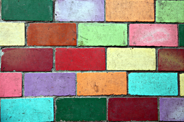 Wall made from of color bricks. - Photo, Image