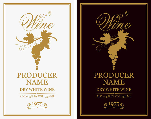 conjunto de etiquetas de vino con racimos de uvas
 - Vector, Imagen
