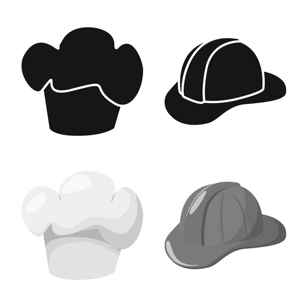 Vector illustration of clothing and cap sign. Set of clothing and beret vector icon for stock. - Vektor, kép