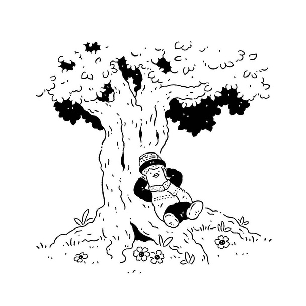Αγόρι που αναπαύεται κάτω από ένα δέντρο - Φωτογραφία, εικόνα
