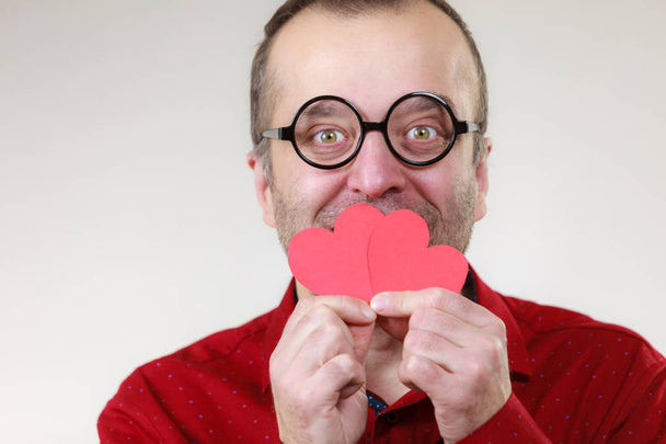 Man in love holding hearts - Photo, image