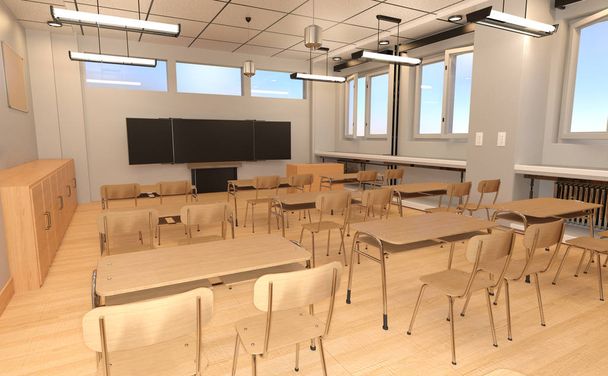 3d Rendering Classroom Interior - Foto, Imagen