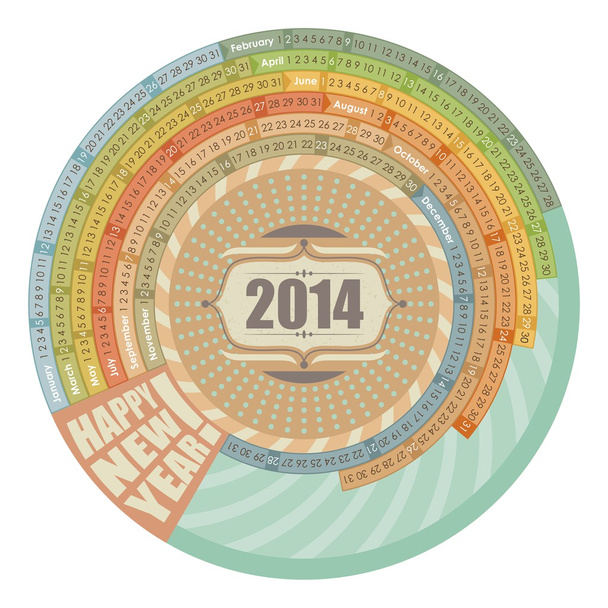 2014 Round Calendar - Vector, Image