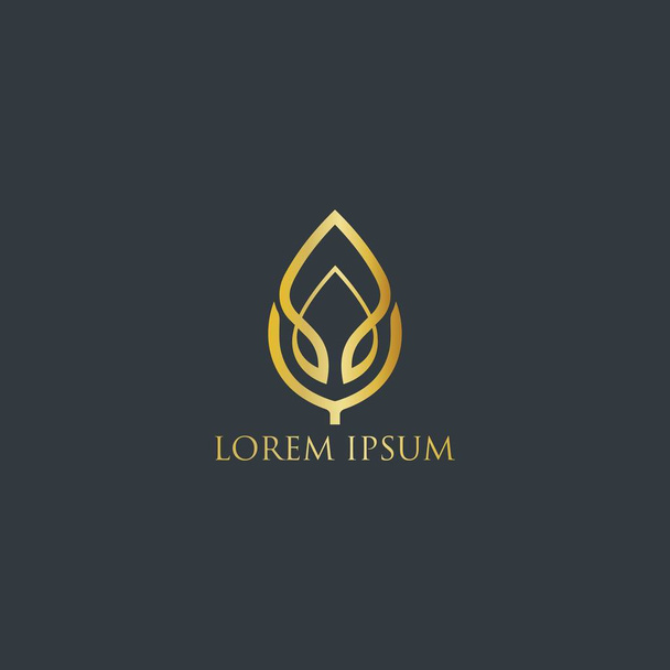 altın varak doğa logosu tasarım vektörü - Vektör, Görsel
