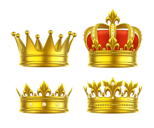 Isolated 3d king crown or realistic princess tiara - Vector, Imagen
