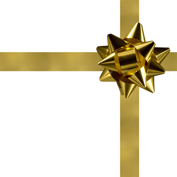 Golden present with ribbon and bow - Photo, Image