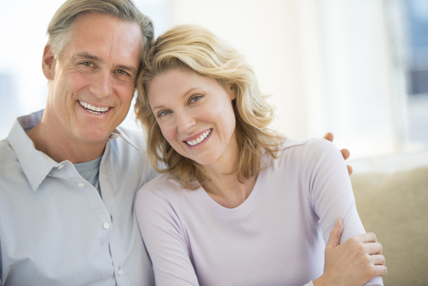 Couple Smiling Together At Home - Photo, Image