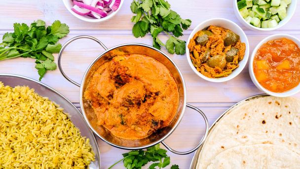 Indian Style Kofta Curry With Pilau Rice - Photo, Image
