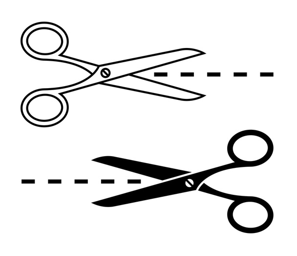 Ciseaux vectoriels avec lignes coupées. Jeu de ciseaux de coupe
 - Vecteur, image