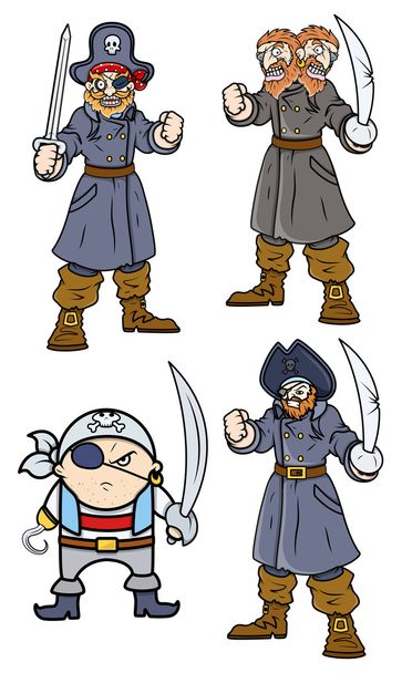 Capitão pirata Preto - Cartoon Vector Ilustração
 - Vetor, Imagem