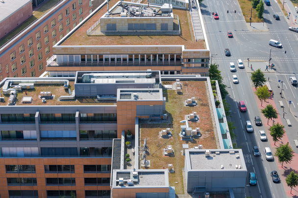 Aerial view at roofs modern office buildings - Fotoğraf, Görsel