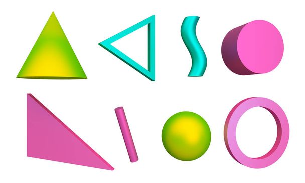 Set di elementi grafici luminosi. Sfera, Triangolo, Onda e coni. rendering 3d
 - Foto, immagini