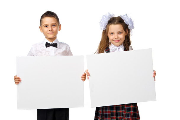 Junge und Mädchen mit einem Poster - Foto, Bild