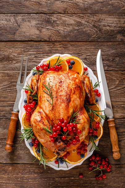 Christmas turkey. Traditional festive food for Christmas or Thanksgiving - Фото, изображение