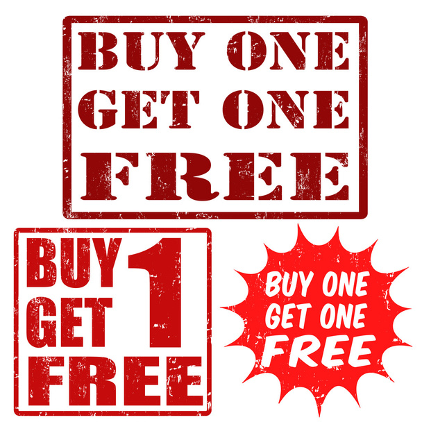 Buy one get one free stamps - Vector, Image