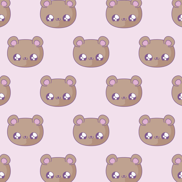 padrão de cabeças bonito ursos bebê estilo kawaii
 - Vetor, Imagem