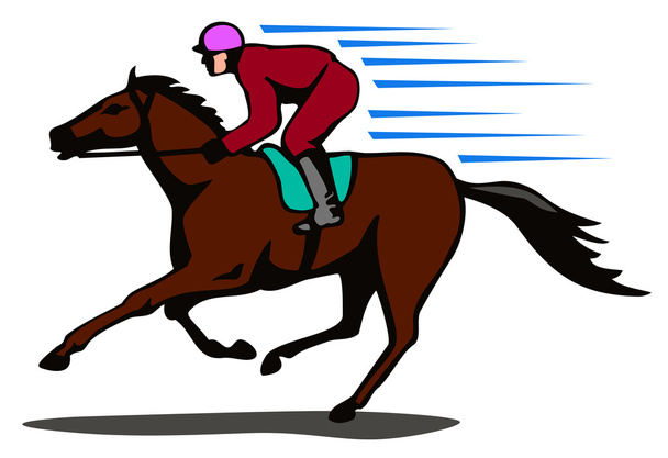 Kůň a žokej závodní Retro - Vektor, obrázek