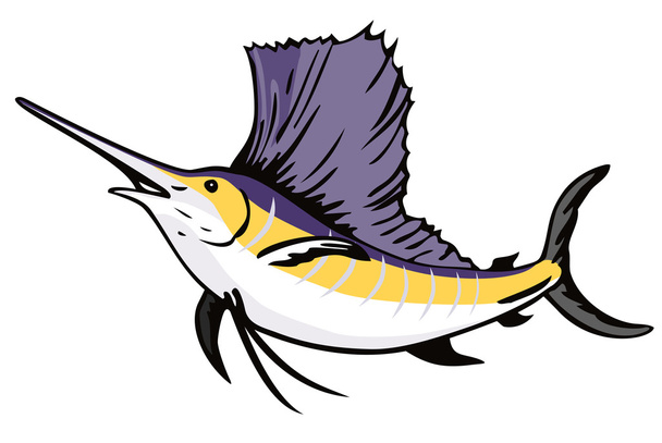 ψάρια Sailfish άλμα ρετρό - Διάνυσμα, εικόνα