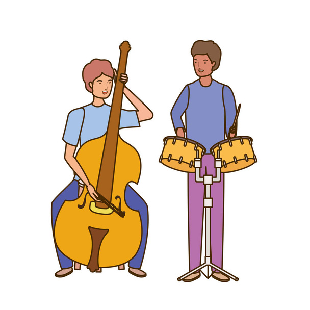 чоловіки з музичними інструментами на білому тлі
 - Вектор, зображення