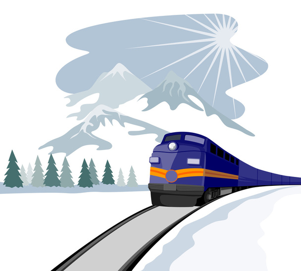 Train and landscape - Vector, Image