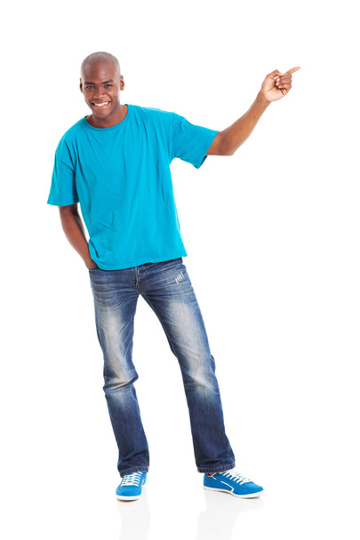 african man pointing at empty copy space - Fotó, kép