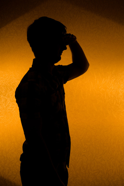 Looking forward. Back lit silhouette of confiden - Photo, Image