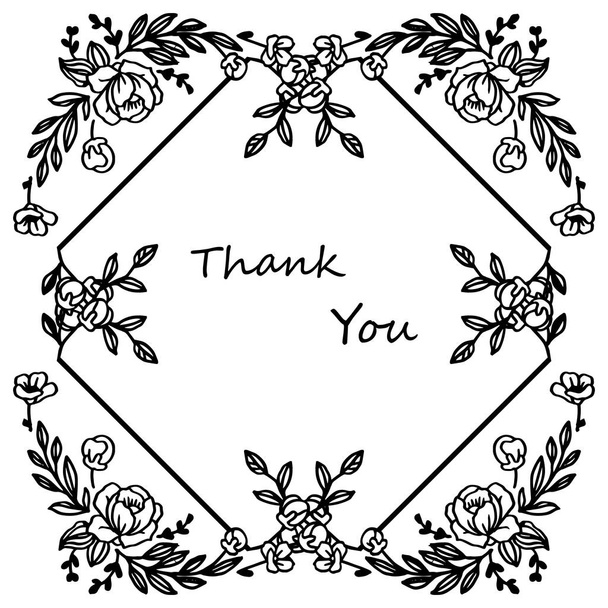 Motif of leaf wreath frame, for template design of thank you card. Vector - Vector, Image