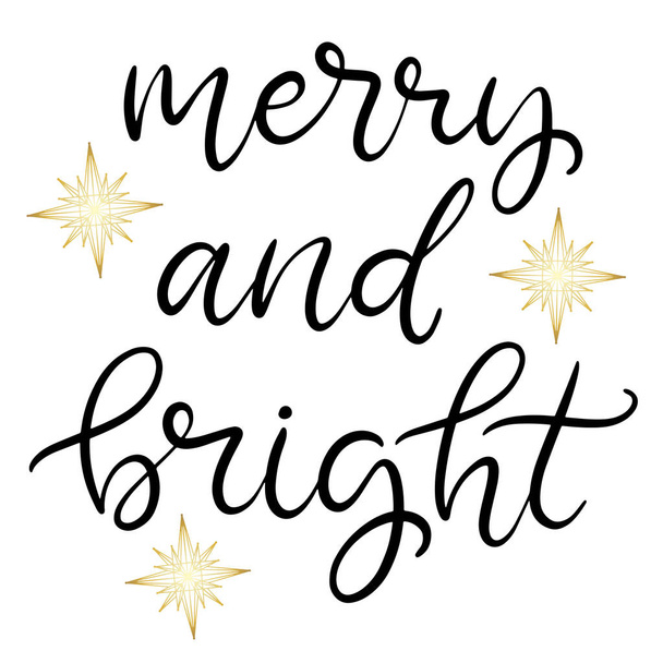 Merry Christmas and happy new year lettering. - Vetor, Imagem
