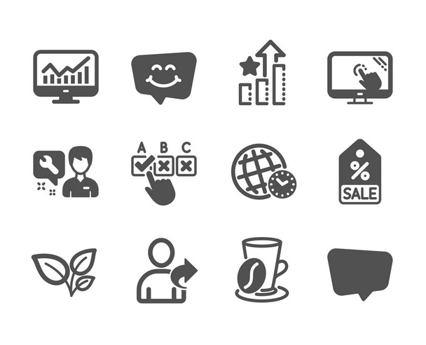 Conjunto de iconos de negocios, como Estadísticas, Mensaje de chat, Hojas. Vector
 - Vector, imagen