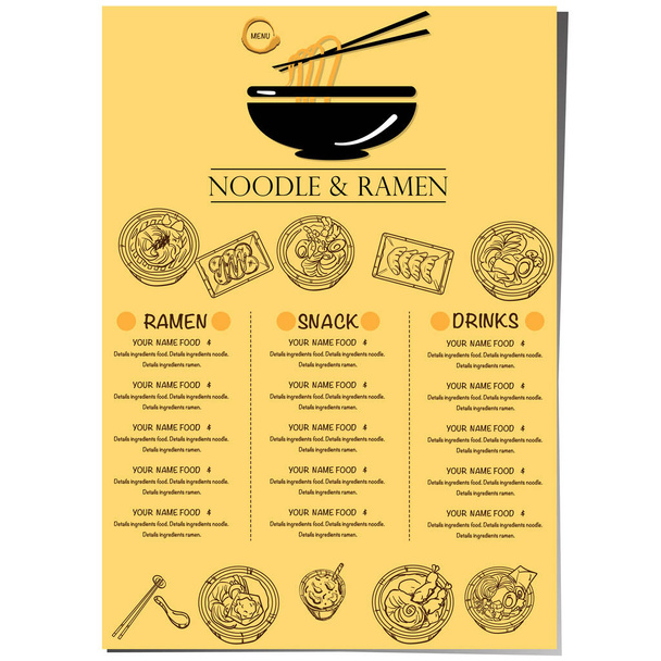 menu ramen noodle Japans eten sjabloonontwerp  - Vector, afbeelding