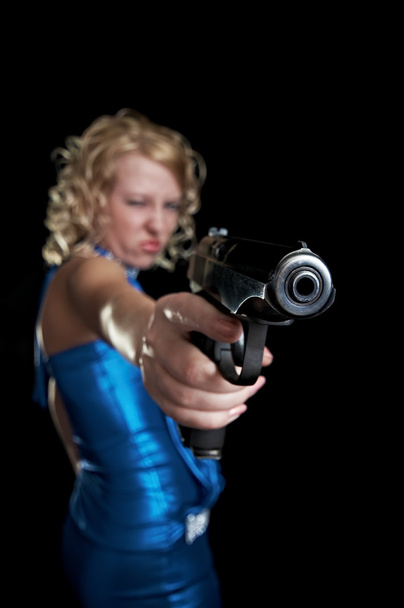 Blonde with gun - Photo, Image