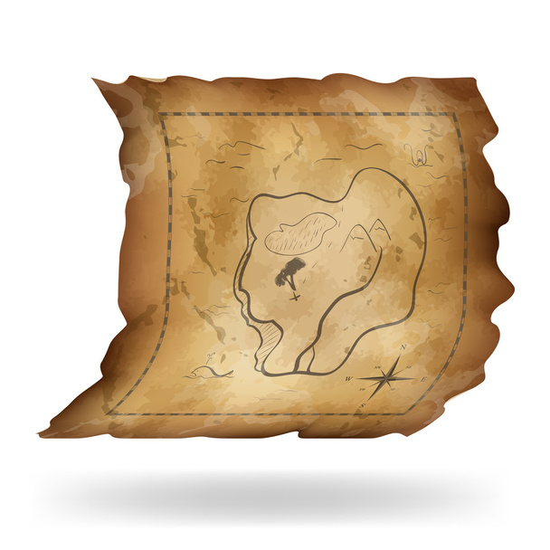 starą mapę wyspy. Ilustracja wektorowa - Wektor, obraz