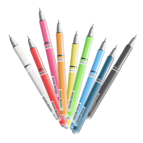 Collection de stylos colorés sur fond blanc. Conception vectorielle
. - Vecteur, image
