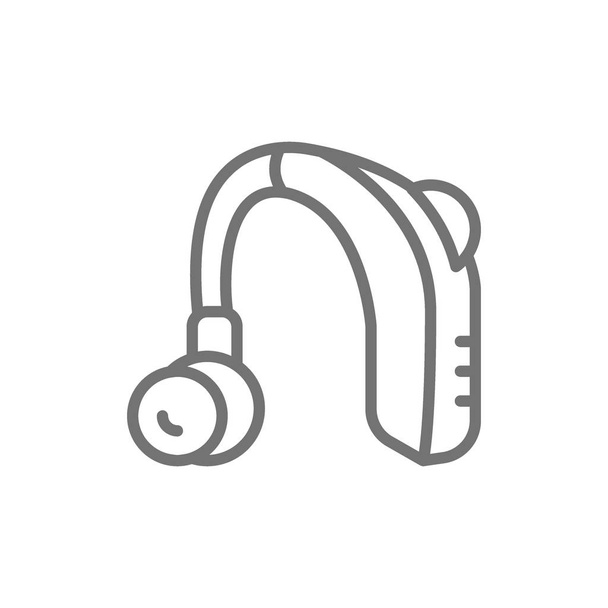 Hearing aid receiver in ear canal line icon. - Vector, Image