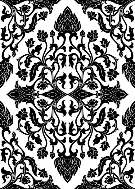 Floral black vector pattern. - Vector, Image
