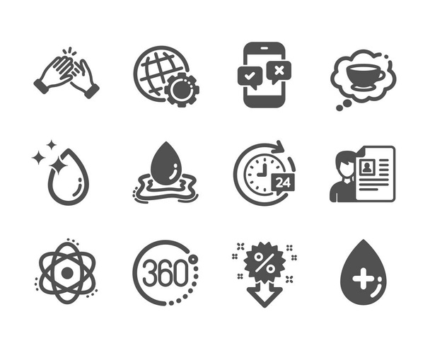 Conjunto de iconos de negocios, como aplaudir, Globo, Descuento. Vector
 - Vector, Imagen