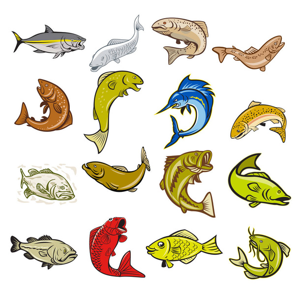 Vida marina conjunto de dibujos animados
 - Vector, Imagen
