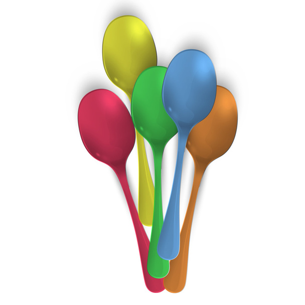 Collection of colorful spoons over white background. Vector design. - Vector, Image