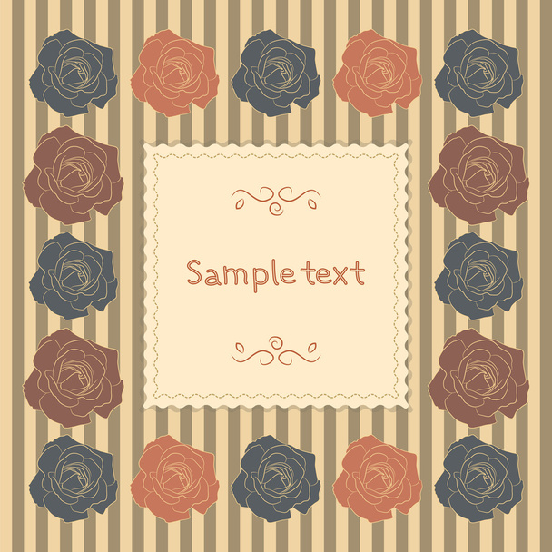 Card template with roses - Vetor, Imagem