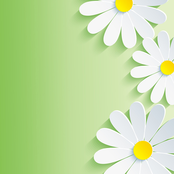 Beautiful spring abstract background, 3d flower chamomile - Vector, afbeelding