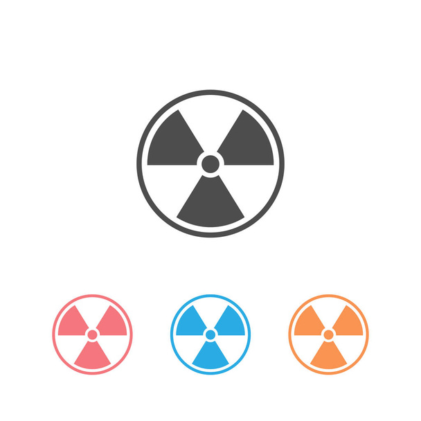 Radioaktiivinen kuvake valkoisella pohjalla. Radioaktiivinen myrkyllinen symboli. Säteilyvaaran merkki. Vektori
 - Vektori, kuva