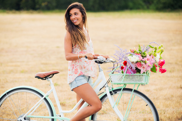 Beautiful Girl on Bike - Фото, зображення